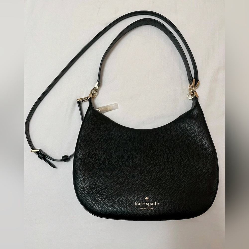 Kate Spade Janie Black Pebbled Leather Shoulder Bag Crossbody Purse Hobo KE660 - Picture 7 of 11